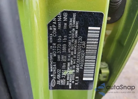 2022 Hyundai Venue Sel from USA, damaged, VIN KMHRC8A3XNU201230